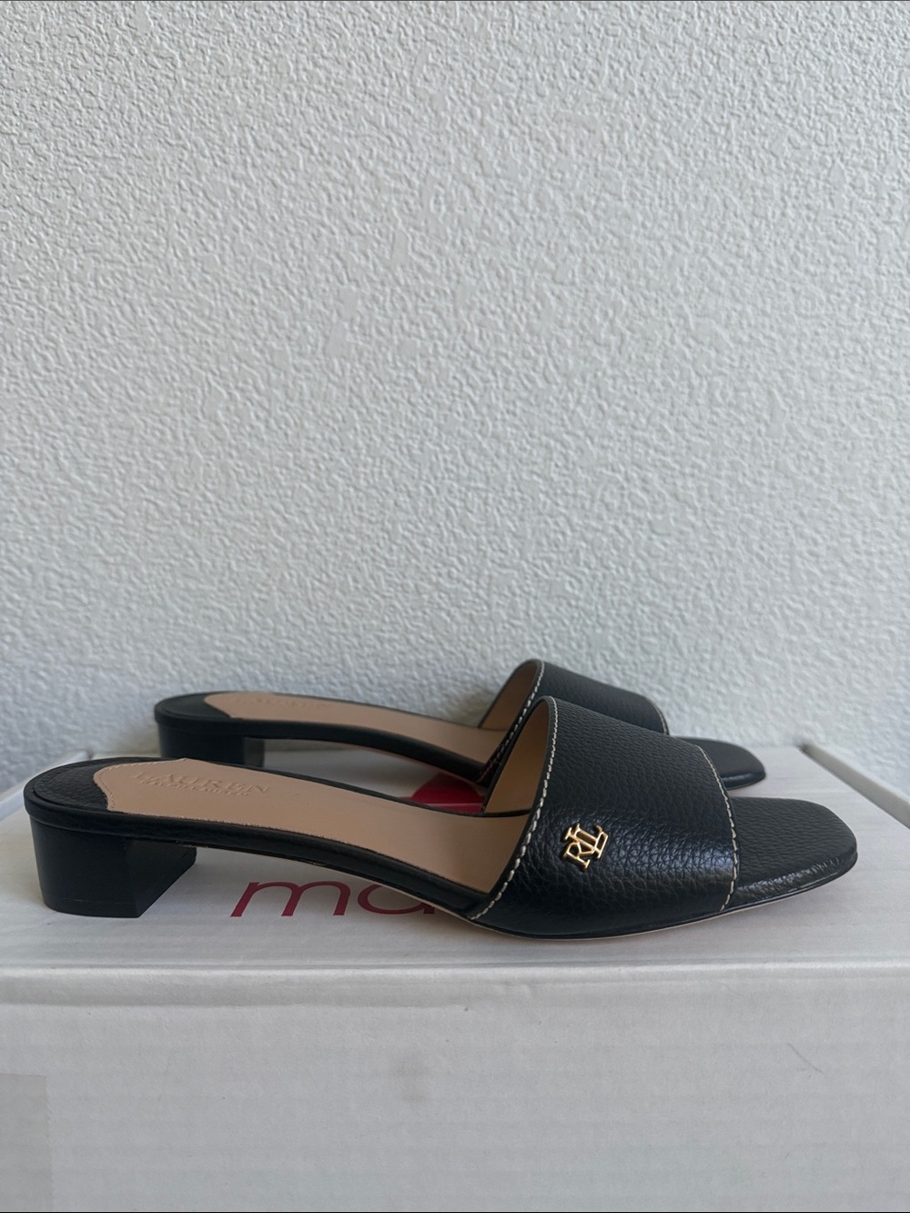 Lauren Ralph Lauren Black Women's Fay Slip-On Slide Dress Sandals NWOB